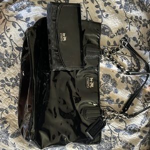 Coach black patent leather purse with matching wallet